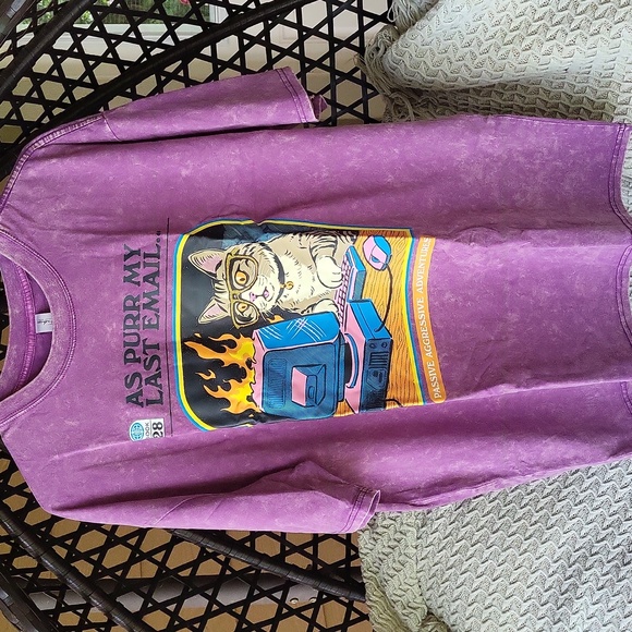 Brand New Cat Shirt 'As Purr My Last Email' - Purple - Picture 11 of 13